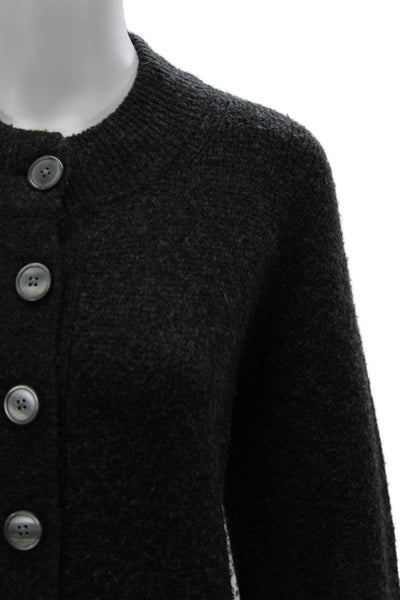J Crew Unisex Dark Gray Classic Crew Neck Cardigan Long Sleeve Size 2XS