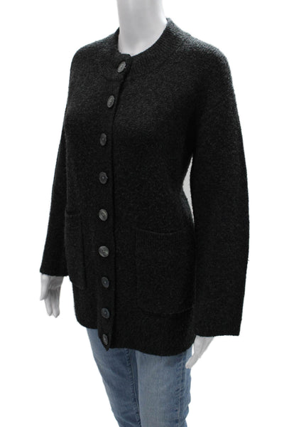 J Crew Unisex Dark Gray Classic Crew Neck Cardigan Long Sleeve Size 2XS