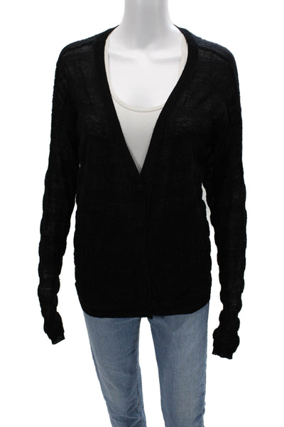 Zimmermann Unisex Black 100% Merino Wool V Neck Button Cardigan Size 1