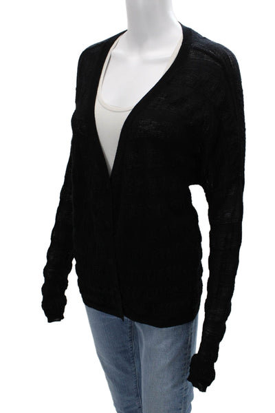 Zimmermann Unisex Black 100% Merino Wool V Neck Button Cardigan Size 1