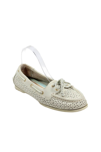 Sperry Top Sider Womens Laser Cut Slide On  Boat Shoes White Size 8 Medium