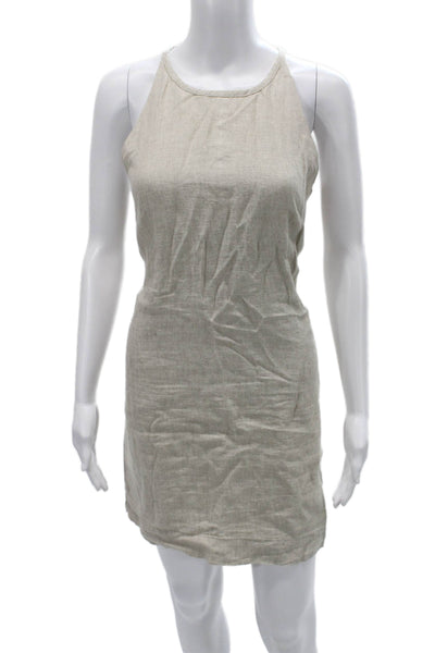 J Crew Womens Shift Tank Dress Beige High Neck Sleeveless Cotton Size PM