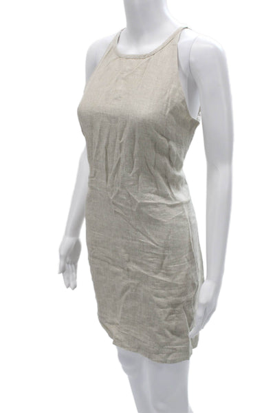 J Crew Womens Shift Tank Dress Beige High Neck Sleeveless Cotton Size PM