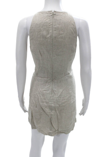 J Crew Womens Shift Tank Dress Beige High Neck Sleeveless Cotton Size PM