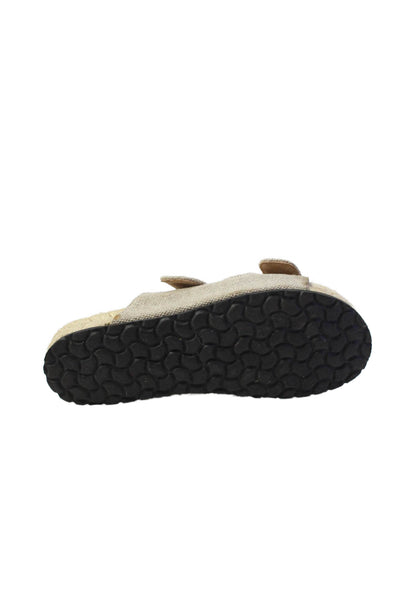 Manebi Womens Canvas Double Buckle Slip On Sandals Shoes Brown Size 9