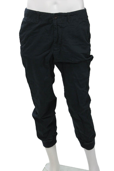 J Crew Mens Cropped Jogger Pants Dark Blue Cotton Army Size 32