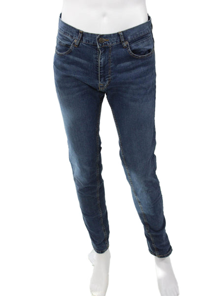 Zara Mens Skinny Tapered Dark Blue Jeans Cotton Size 32