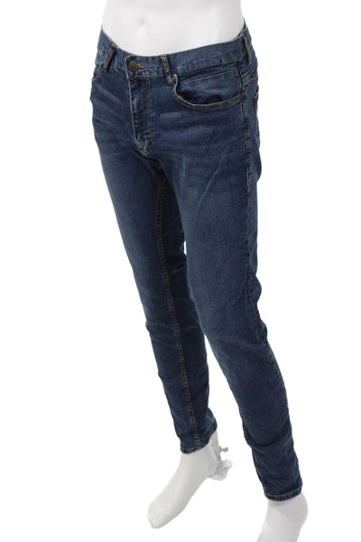Zara Mens Skinny Tapered Dark Blue Jeans Cotton Size 32