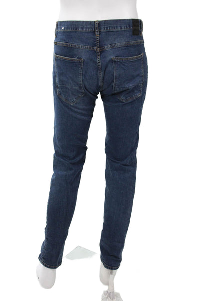 Zara Mens Skinny Tapered Dark Blue Jeans Cotton Size 32