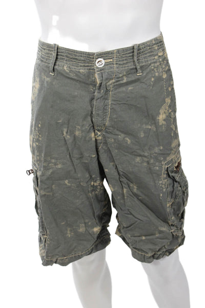 Union Mens Dark Gray Cargo Shorts 100% Cotton Button Closure Size 33
