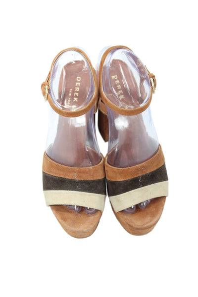 Derek Lam Womens Suede Platform Slingbacks Sandal Heels Brown Size 37.5 7.5
