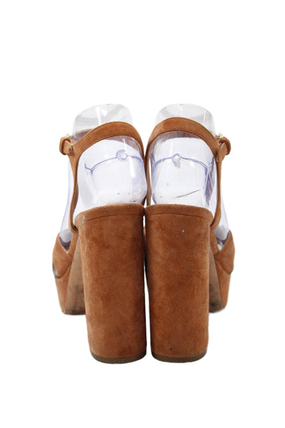 Derek Lam Womens Suede Platform Slingbacks Sandal Heels Brown Size 37.5 7.5