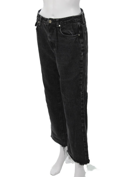 Zara Unisex Cropped Straight Jeans Dark Gray High Rise Cotton Size 6