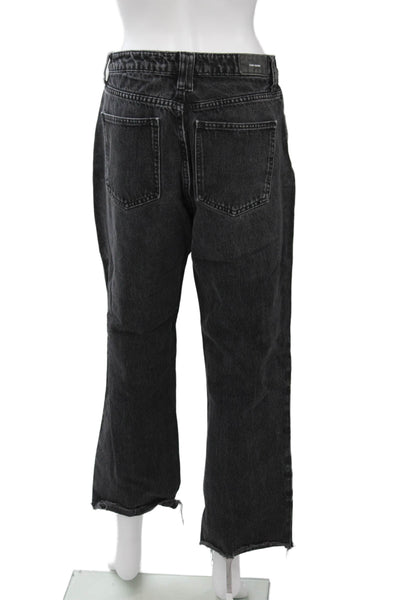 Zara Unisex Cropped Straight Jeans Dark Gray High Rise Cotton Size 6