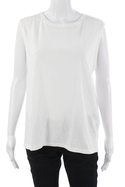Rag & Bone Jean Women Basic White Sleeveless Crew Neck Cotton T-Shirt Size L