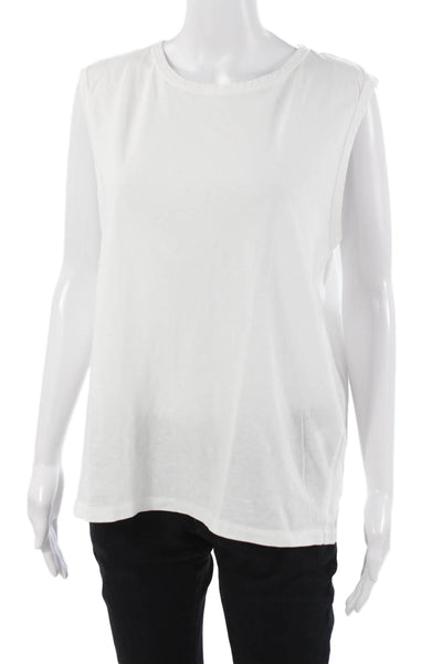 Rag & Bone Jean Women Basic White Sleeveless Crew Neck Cotton T-Shirt Size L