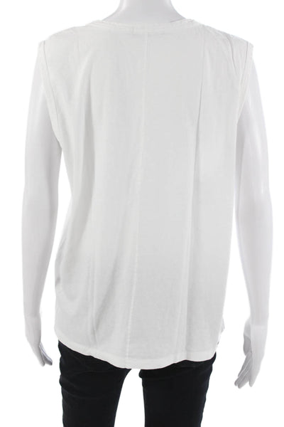 Rag & Bone Jean Women Basic White Sleeveless Crew Neck Cotton T-Shirt Size L
