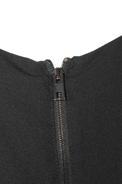 Rag & Bone Womens Basic Black Silk Tank Round Neck Zip Sleeveless Size L