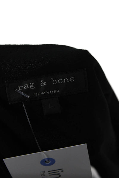 Rag & Bone Womens Basic Black Silk Tank Round Neck Zip Sleeveless Size L