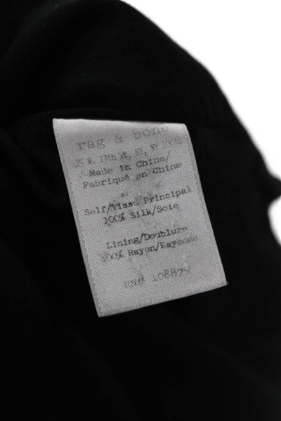 Rag & Bone Womens Basic Black Silk Tank Round Neck Zip Sleeveless Size L