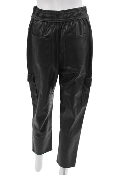 Zara Women Black Cargo Jogger Pants Army Solid Polyurethane Size S