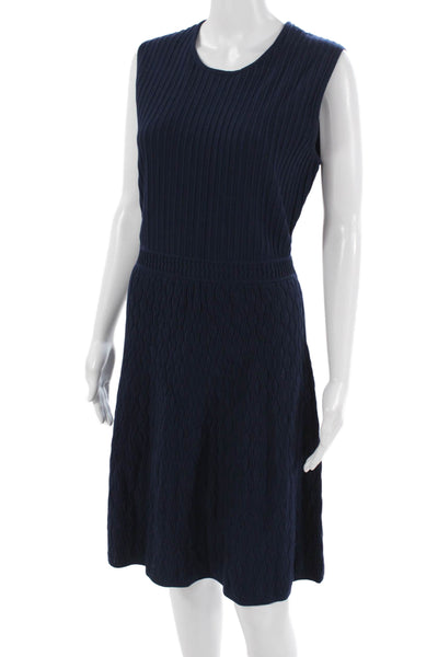 Tory Burch Womens Sweater Dress Striped Dark Blue Sleeveless Size XL