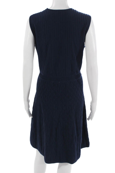 Tory Burch Womens Sweater Dress Striped Dark Blue Sleeveless Size XL