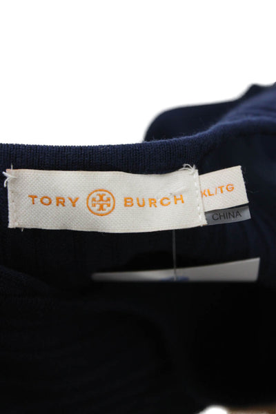 Tory Burch Womens Sweater Dress Striped Dark Blue Sleeveless Size XL