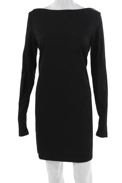 Serena & Lily Women Sheath Dress Black Long Sleeve Zip Size L
