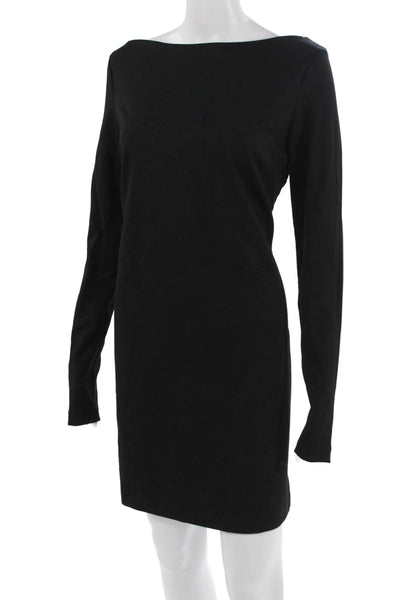 Serena & Lily Women Sheath Dress Black Long Sleeve Zip Size L