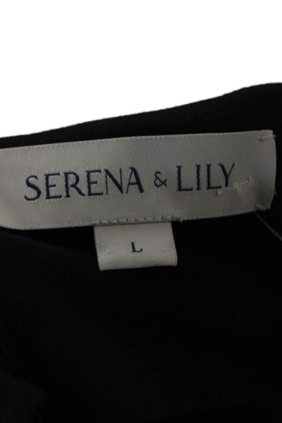 Serena & Lily Women Sheath Dress Black Long Sleeve Zip Size L