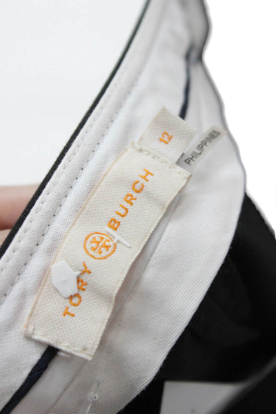Tory Burch Unisex Ankle Dress Pants Black Cotton Lyocell Elastane Size 12