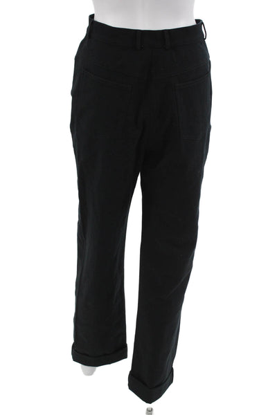 St. John Sport Marie Gray Women Dress Pants Black Cotton Blend Button Size 10