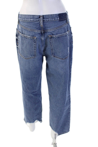 Etica Unisex Boyfriend Cropped Straight High Waist Jeans Blue Size 30