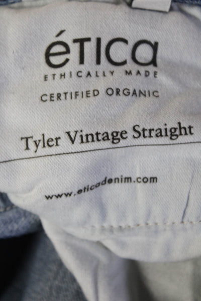 Etica Unisex Boyfriend Cropped Straight High Waist Jeans Blue Size 30