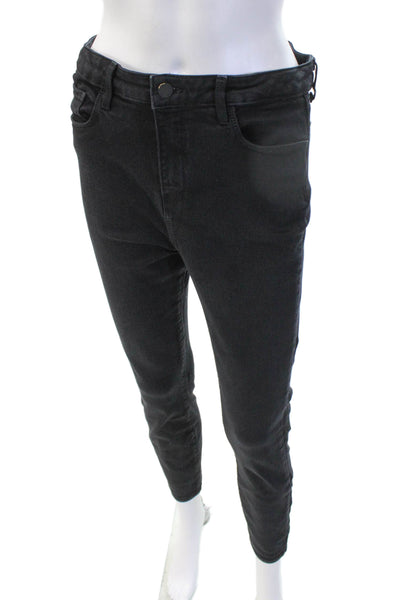 L'Agence Womens Skinny High Rise Jeans Black Button Size 31