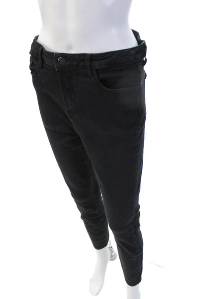 L'Agence Womens Skinny High Rise Jeans Black Button Size 31