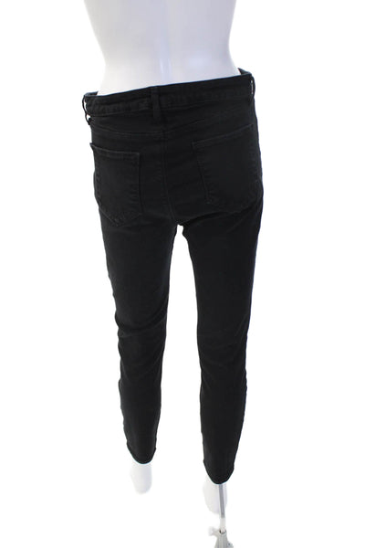 L'Agence Womens Skinny High Rise Jeans Black Button Size 31