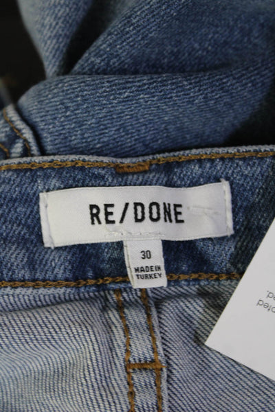 Re/Done Unisex 90s Blue Cropped Straight Jeans Button Fly Size 30
