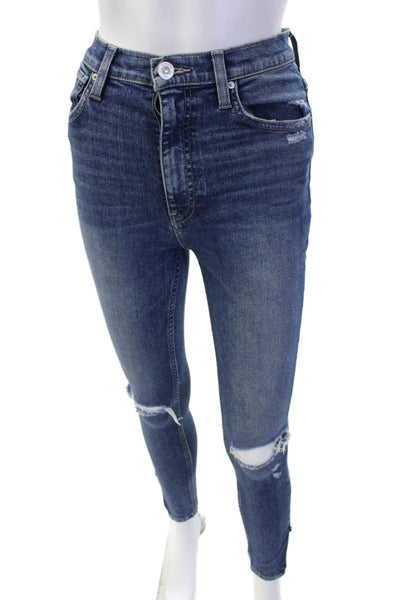 Hudson Women Skinny Ankle Jeans Dark Blue High Rise Size 24