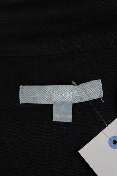 Antonio Melani Unisex Blazer Dark Blue Linen Blend Button Size 2