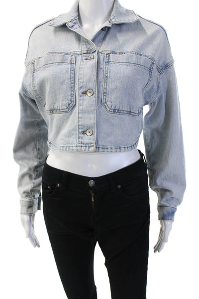 Abercrombie & Fitch Women Light Blue 90s Jacket Long Sleeve Size XS