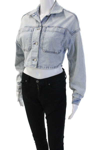 Abercrombie & Fitch Women Light Blue 90s Jacket Long Sleeve Size XS
