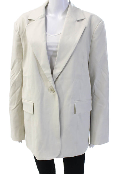 Dissh Unisex Blazer Beige Collared Long Sleeve Solid Classic Size 6