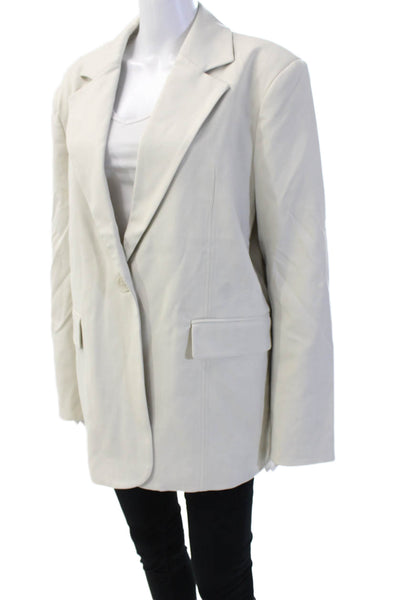 Dissh Unisex Blazer Beige Collared Long Sleeve Solid Classic Size 6