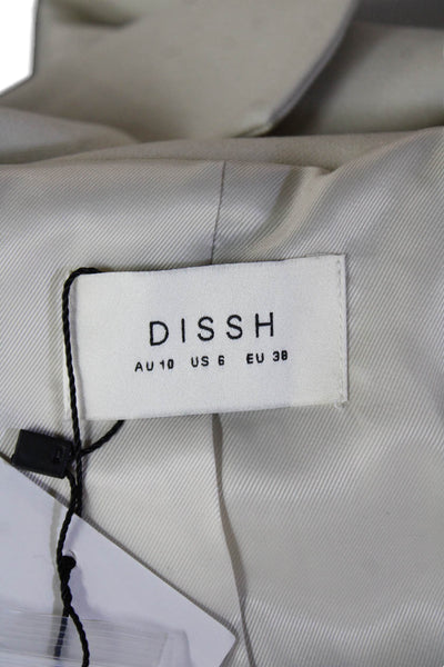 Dissh Unisex Blazer Beige Collared Long Sleeve Solid Classic Size 6