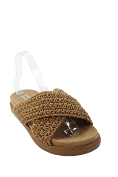 Steve Madden Womens Woven Slide On Sandals Brown Size 9.5M