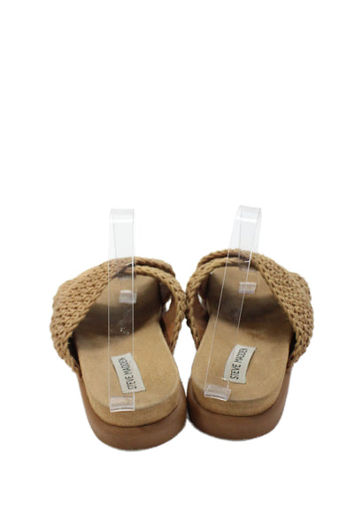 Steve Madden Womens Woven Slide On Sandals Brown Size 9.5M