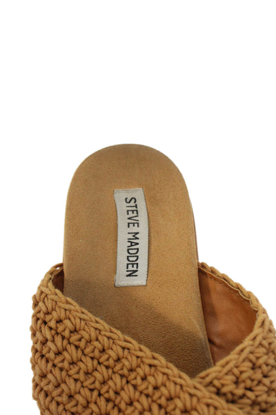Steve Madden Womens Woven Slide On Sandals Brown Size 9.5M
