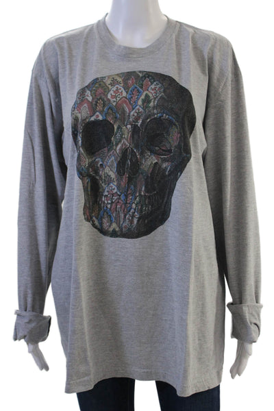 Libertine Unisex Pullover Sweatshirts Gray Skull Graphic Crew Neck Size XL